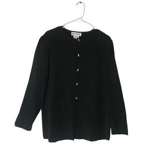 Bloomingdale's Black Women Silk Blouse Top Size 8 Long Sleeve Rectangle Button